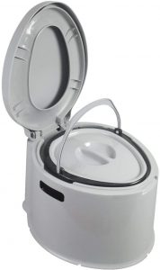 white portable camping toilet